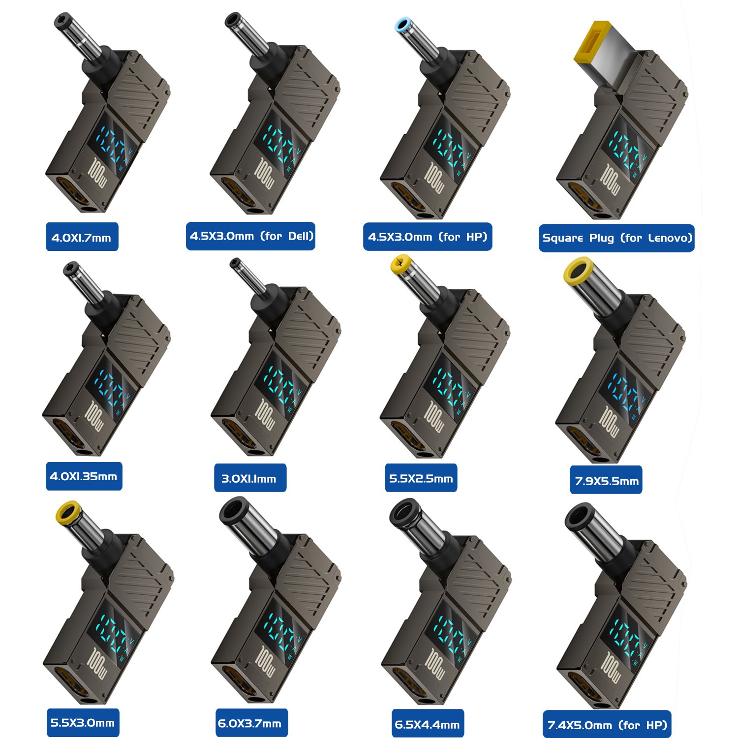 6a032e103244485c254fa94261abc4df48257e28d2838d266cdfd.jpg PD100W Type-C to DC Plug Converter USB C to Laptop Charging Adapter Power Charger Connector Tip for Lenovo Asus HP Dell Samsung - Image 1
