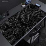XXL Desk Mat Black And White Strata Liquid Mousepad Large Abstract Mouse Pad Gaming Deskmat With Lockedge Office Non-slip Carpet