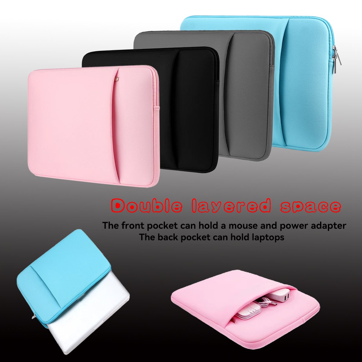 6a037652a6cd967f5862f6e1fa2e2fd816441b23d9bd2d6f6271a.jpg Laptop Inner Bag 11/13/14/15/16/17 Inch Computer Bag Protective Cover, Front Pocket Can Hold Power, Multifunctional Laptop Bag - Image 1