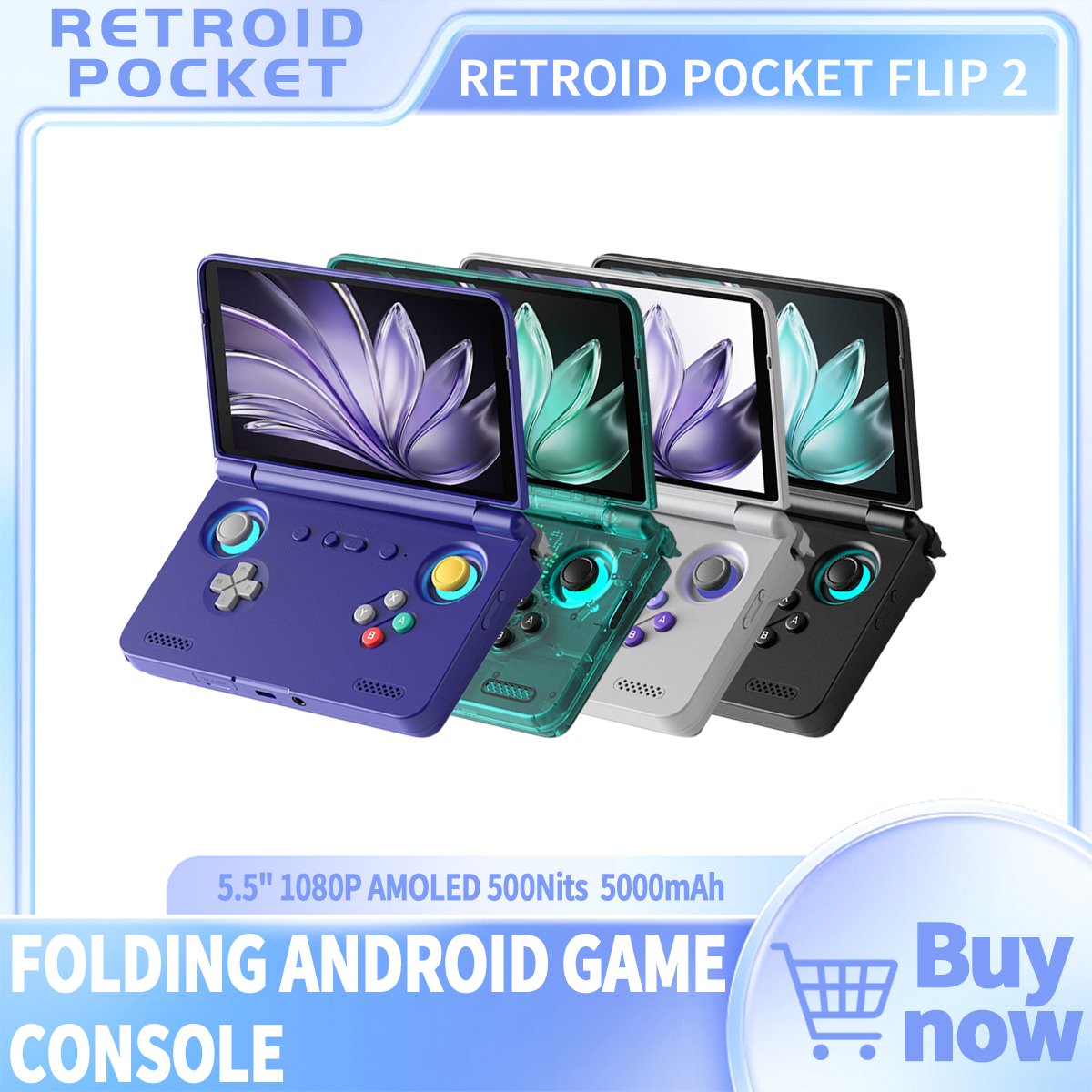 6a0544c78901ac3a23a693d33133a290ad02dd4b7f19a6ad94bba.jpg 2025 Retroid Pocket Flip2 Retro Handheld Game Console Android13 5.5 Inch AMOLED Touch Screen Video Player Wifi Bluetooth PSP PS2 - Image 1