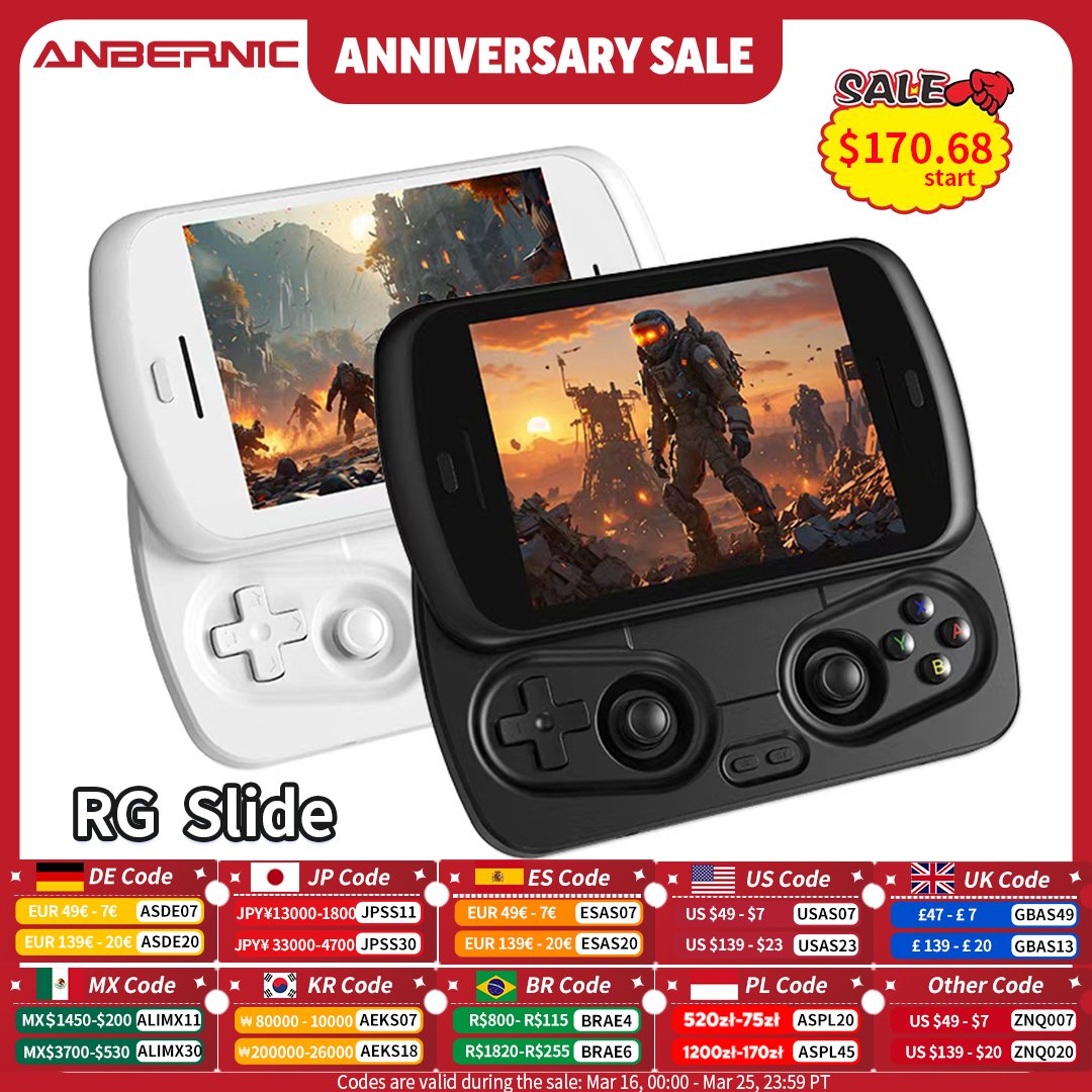 6a0547290a02b0ad13f730cd8d95878ae66b697ba76c4fa9cbeeb.jpg ANBERNIC RG Slide Video Handheld Game Console 4.7" LTPS In-Cell Screen Android 5000mAh Supports WIFI FOTA 1080p-DP Out Streaming - Image 1