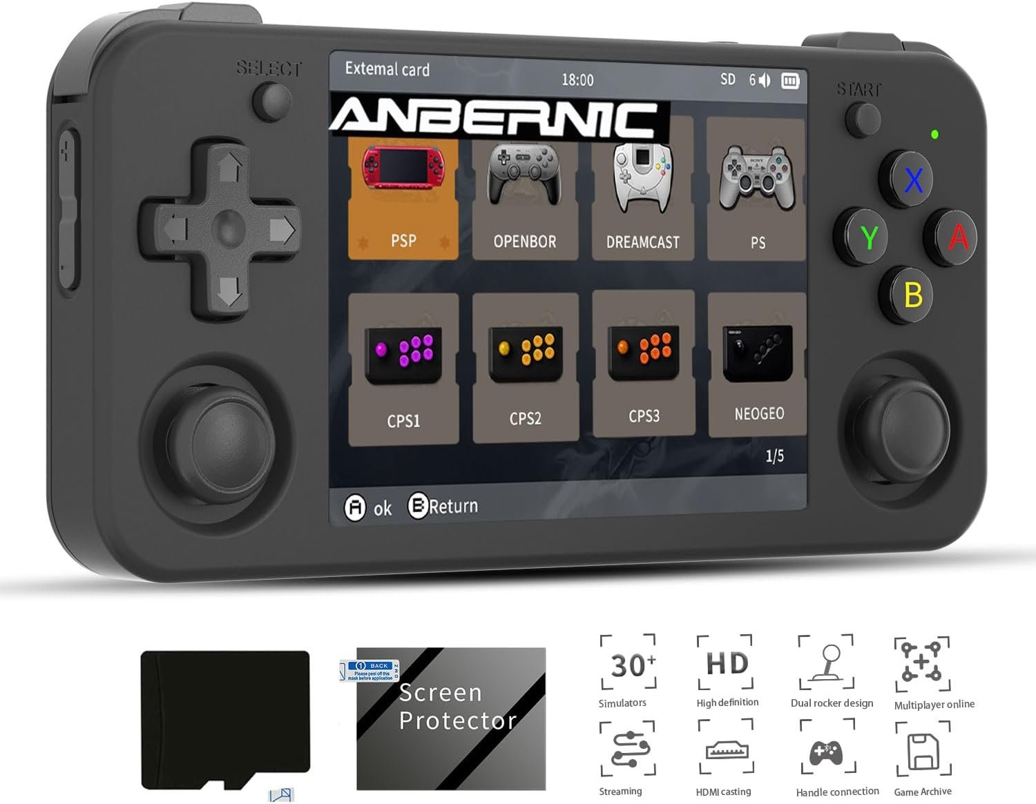 6a055c2f97f0ba6103e97e908f6cc01c83db7986c395fbdf7a1ba.jpg ANBERNIC RG35XX H Hand-held Consoles For Playing Video Games 3.5-inch IPS 640*480 Screen Retro Game Player 3300 mAh Battery - Image 1